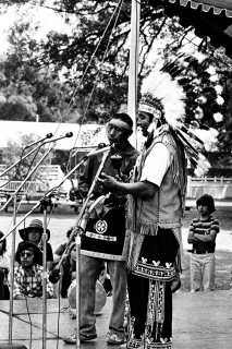 First Nations Performers With Headress 1973 Mariposa Folk Festival