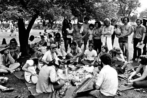 Musicians On Lawn Grass 1973 Mariposa Folk Festival