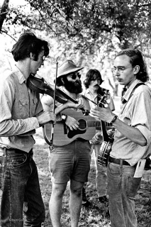 Three Musicians Play Near Trees 1973 Mariposa Folk Festival