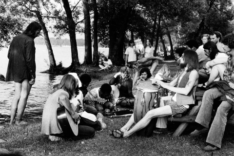 Musicians By The Water, including Michael Hill 1972 Mariposa Folk Festival